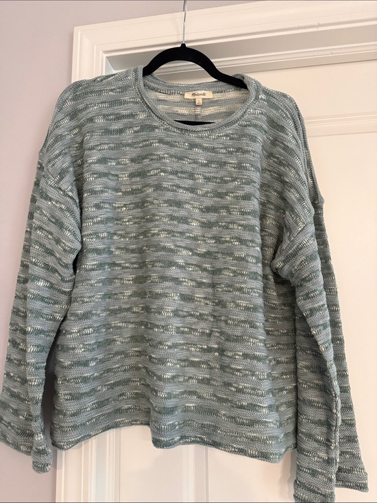 Madewell Sweaters - Madewell Mint Green Striped Crewneck Sweater